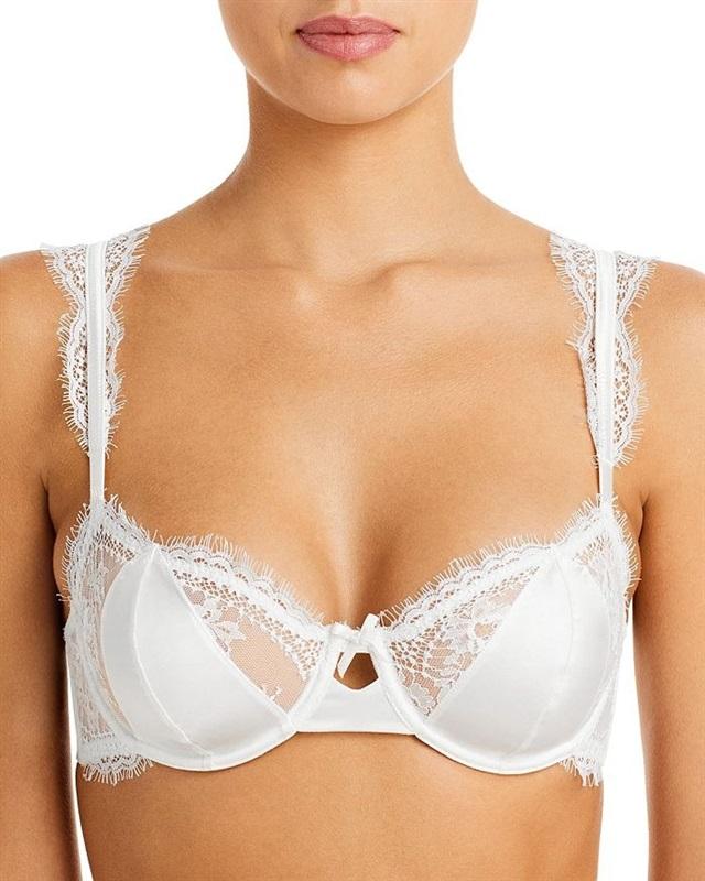 NWT Fleu Du Mal 34D Frankie Satin & Lace Balconette Bra White 131832