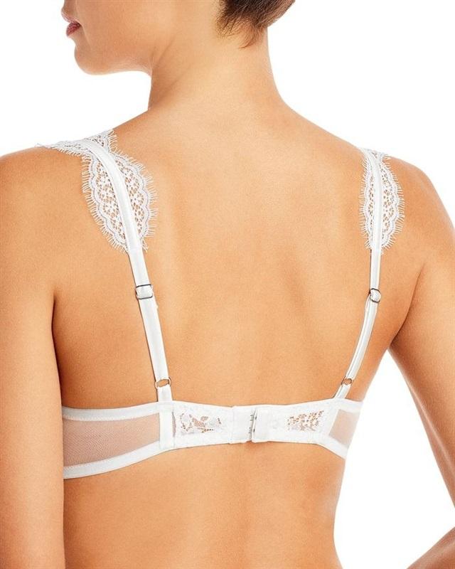 NWT Fleu Du Mal 34D Frankie Satin & Lace Balconette Bra White 131832