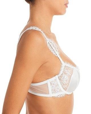 NWT Fleu Du Mal 34D Frankie Satin & Lace Balconette Bra White 131832