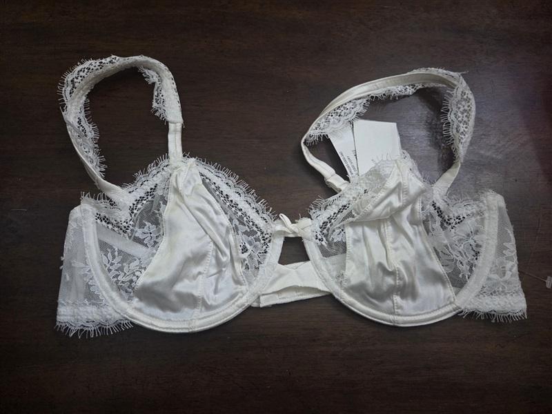 NWT Fleu Du Mal 34D Frankie Satin & Lace Balconette Bra White 131832