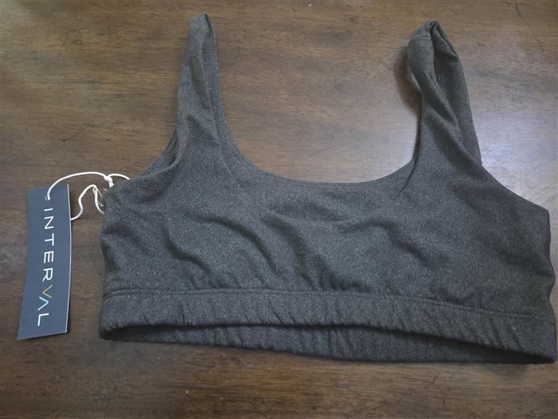 NWT Interval SM Double Scoop Yoga Sports Bra Stretch Gym Charcoal 131835