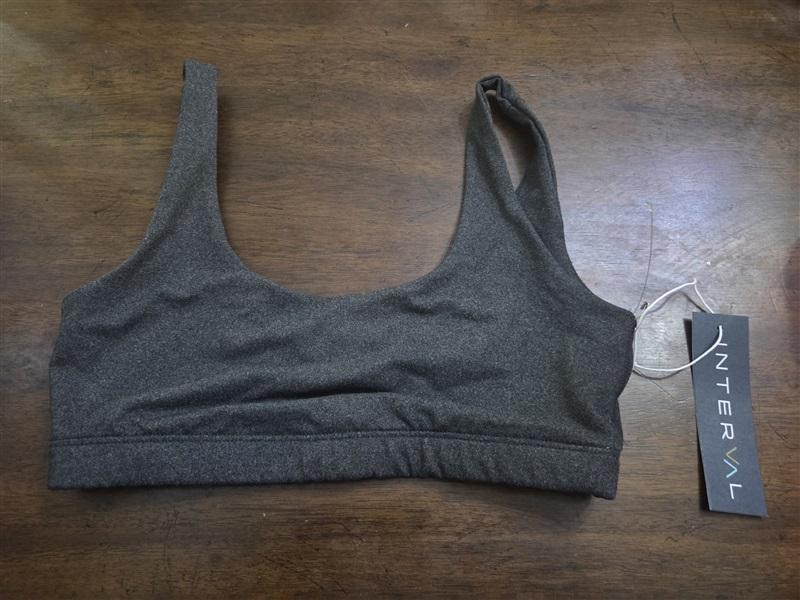 NWT Interval SM Double Scoop Yoga Sports Bra Stretch Gym Charcoal 131835