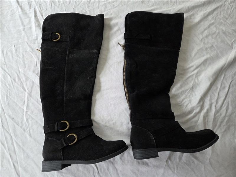 NWOT Shoedazzle 6 Emme Equestrian Boots Black Faux Suede 131841