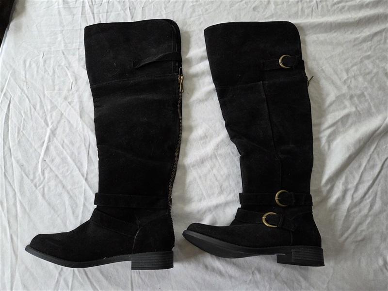 NWOT Shoedazzle 6 Emme Equestrian Boots Black Faux Suede 131841
