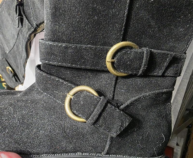 NWOT Shoedazzle 6 Emme Equestrian Boots Black Faux Suede 131841