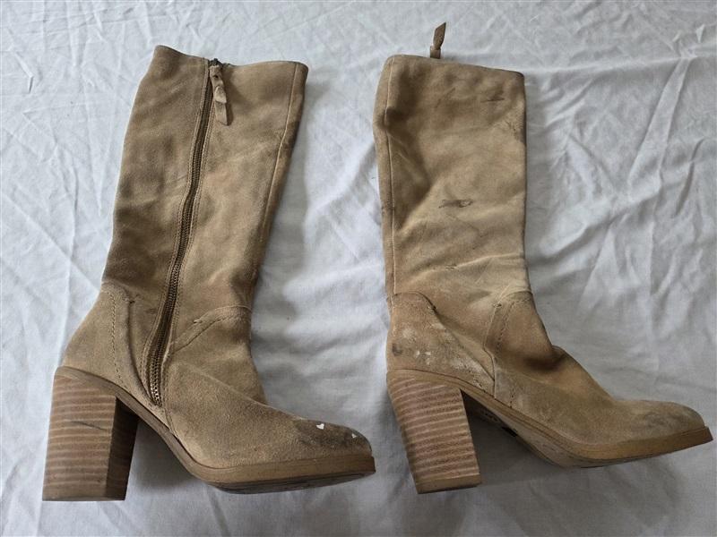 NWOTD Splendid 5 Taupe Boots Real Suede Heeled 131846