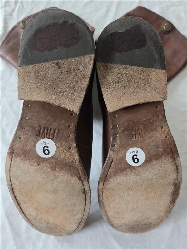 PO Frye 6 Melissa Button Equestrian Brown Leather Boots 131851