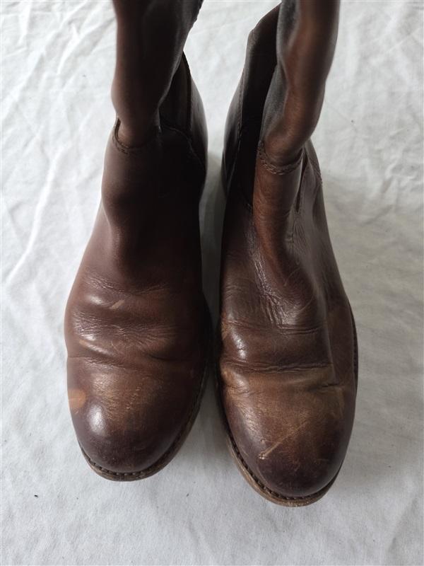 PO Frye 6 Melissa Button Equestrian Brown Leather Boots 131851