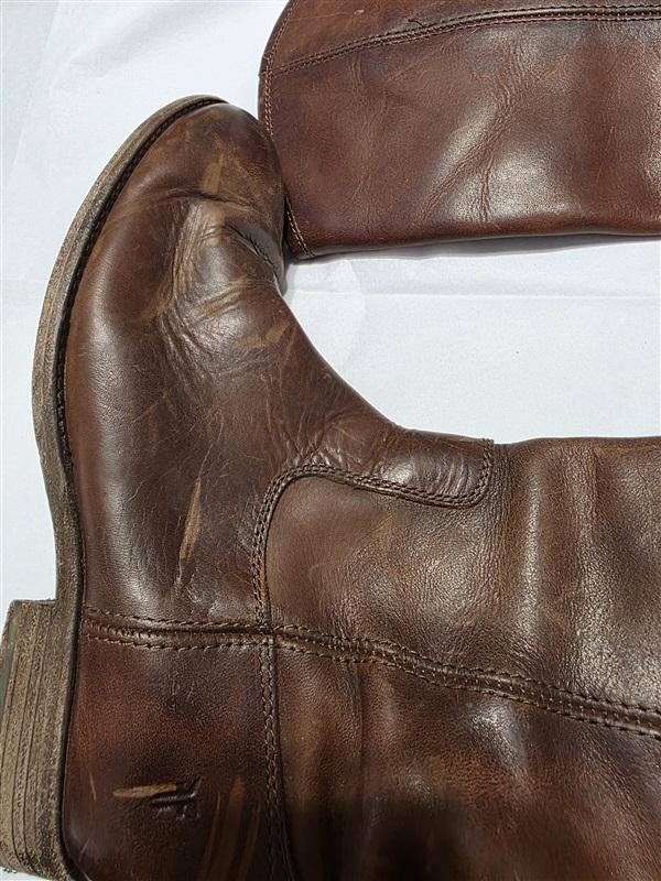 PO Frye 6 Melissa Button Equestrian Brown Leather Boots 131851