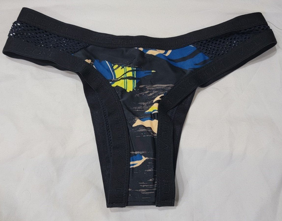 NWOT Volcom M Mesh Black Geometric shapes Bikini Swim Bottom 131859