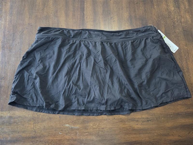 NWT Anne Cole SZ 22W Solid Black Skirted Bikini Swim Bottoms #131860