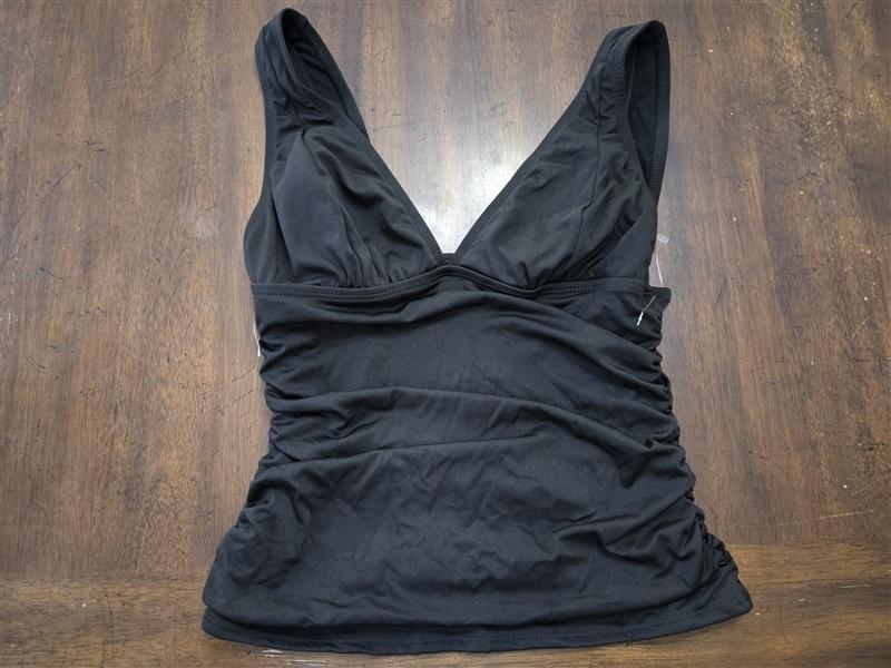 NWT Inches Off 12 Black V Neck Ruffle TANKINI TOP 131861