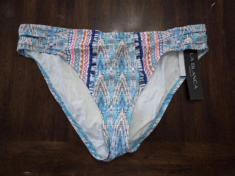 NWT La Blanca 14 Milano Stripe Rusched Side Bikini Swim Bottoms 131862