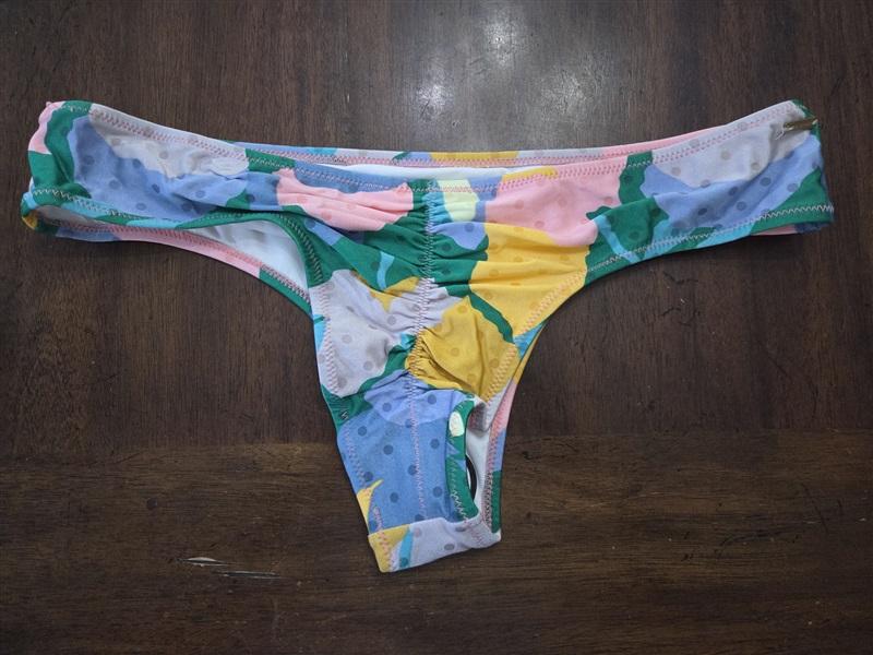 NWOT Volcom XL Pink Green Yellow Polka Dot Cheeky Bikini Swim Bottoms 131863