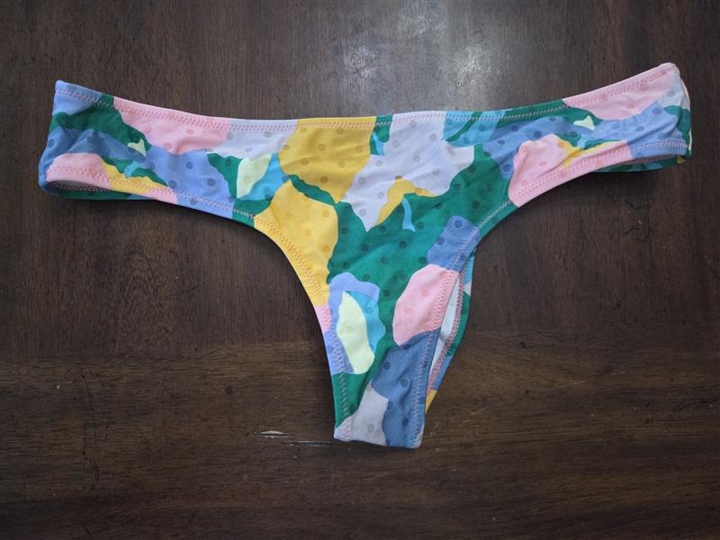 NWOT Volcom XL Pink Green Yellow Polka Dot Cheeky Bikini Swim Bottoms 131863