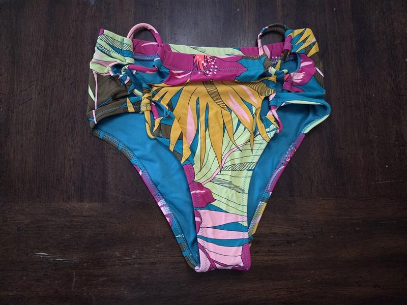 NWOT Volcom S Strappy Side Palm Leaf Bikini Swim Bottom 131864