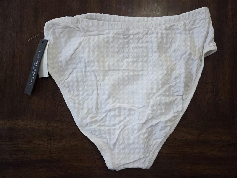 NWT La Blanca SZ 12 High Waist Hipster Belted Bikini Swim Bottoms White 131865