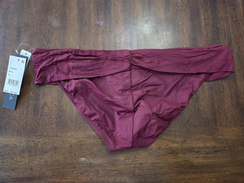 NWOT La Blanca Island Goddess SZ 16 Banded Hipster Bikini Swim Bottoms 131867