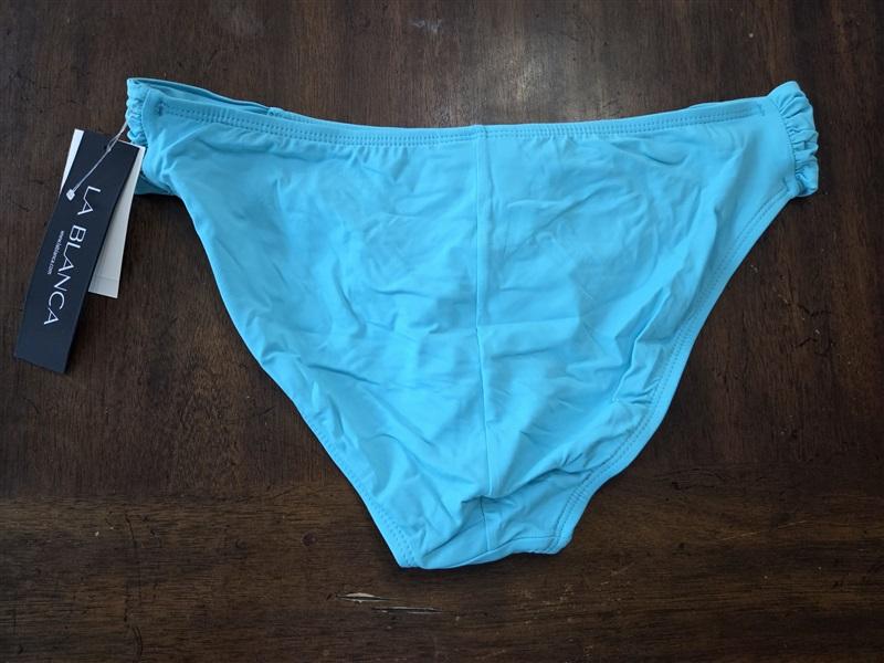 NWOT La Blanca Island Goddess 12 Hipster Bikini Swim Aqua Blue Bottoms 131874