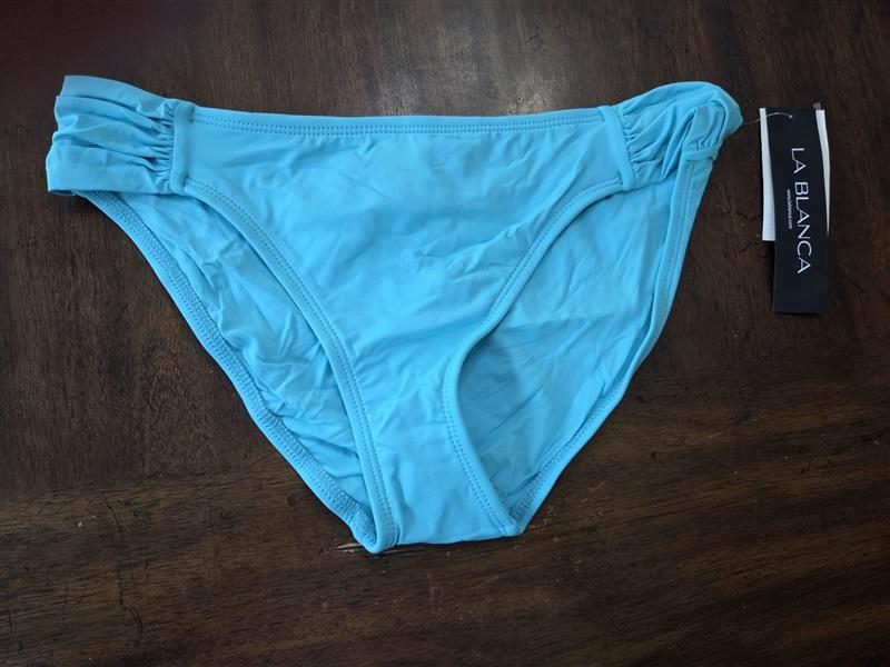 NWOT La Blanca Island Goddess 12 Hipster Bikini Swim Aqua Blue Bottoms 131874