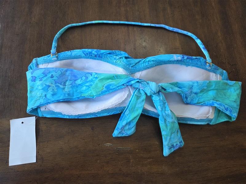 NWT Ralph Lauren 6 Beach Club Blue Floral Bandeau Bikini Swim Top 131875