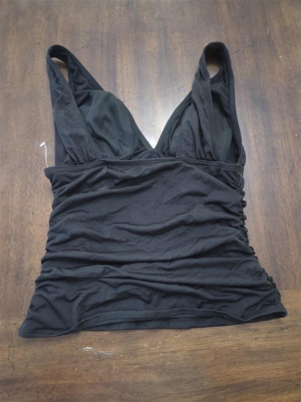 NWT Inches Off 10 Black V Neck Ruffle TANKINI TOP 131878