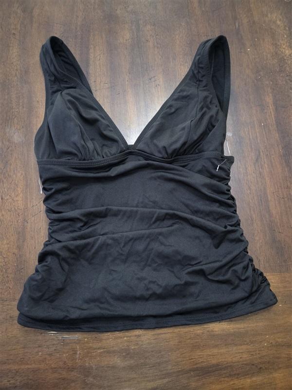 NWT Inches Off 10 Black V Neck Ruffle TANKINI TOP 131878