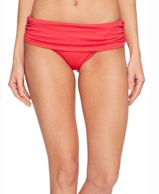 NWOT Ralph Lauren 14 Red Raspberry Banded Fold Over Bikini Swim Bottom 131889