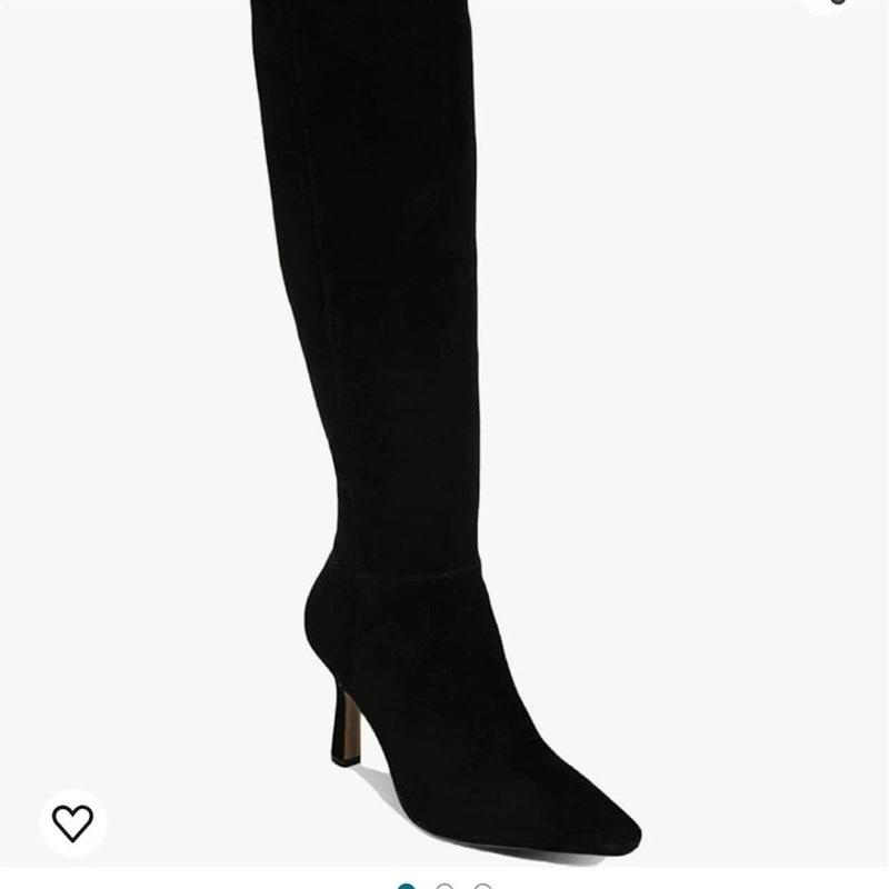 NWOT Sam Edelman 8.5 Devin Knee Boots Black Real Suede Heeled 131890