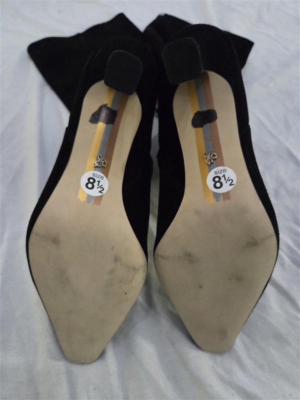 NWOT Sam Edelman 8.5 Devin Knee Boots Black Real Suede Heeled 131890