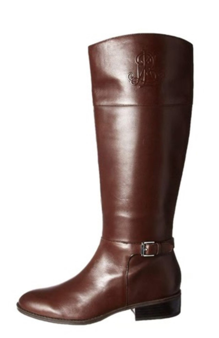 NWOT Ralph Lauren 5 Madisen Leather Equestrian Monogram Brown Boot 131896