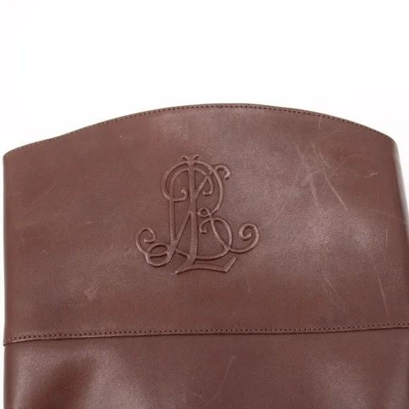 NWOT Ralph Lauren 5 Madisen Leather Equestrian Monogram Brown Boot 131896