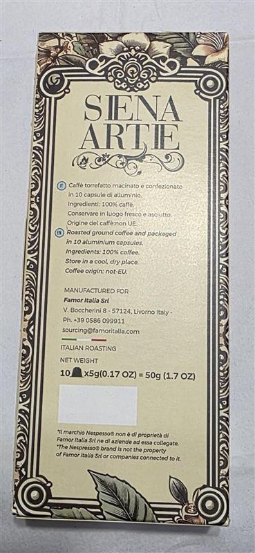 NWT 20 Siena Artie Venezia Nespresso Capsules Italian Roasted Coffee 131899