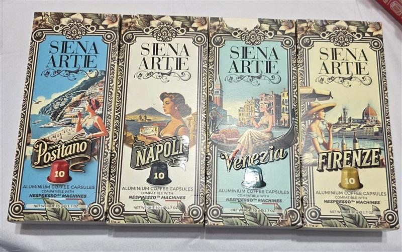 NWT 40 Siena Artie Mixed Nespresso Capsules Italian Roasted Coffee 131900