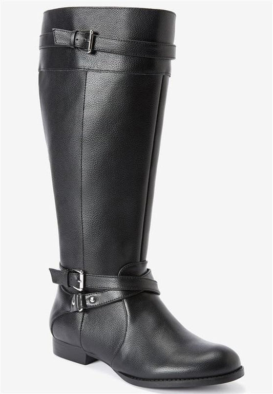 NWOT Comfort View 12 Janis Wide Calf Tall Boots Black 131901