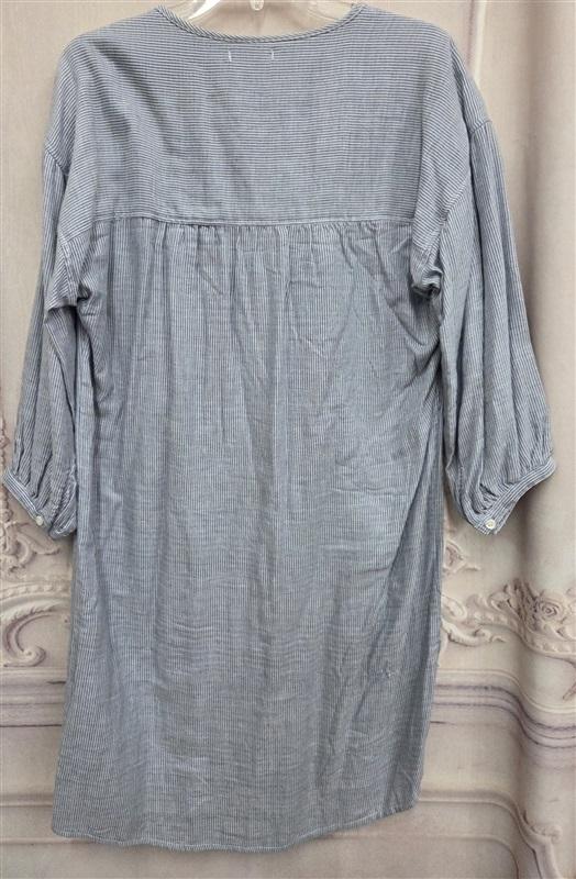 NWT Max Studio M Coquette Stripe Mini Dress Pop Over Tunic Chambray Blue 131908