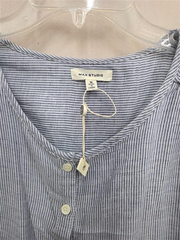 NWT Max Studio M Coquette Stripe Mini Dress Pop Over Tunic Chambray Blue 131908