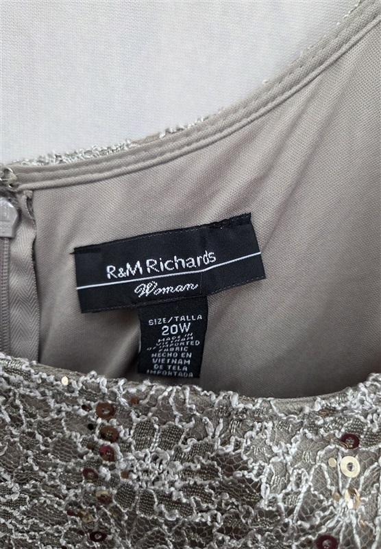 NWT R & M Richards 20W Sleeveless Lace Overlay Sequin Knit Sheath Dress 131910