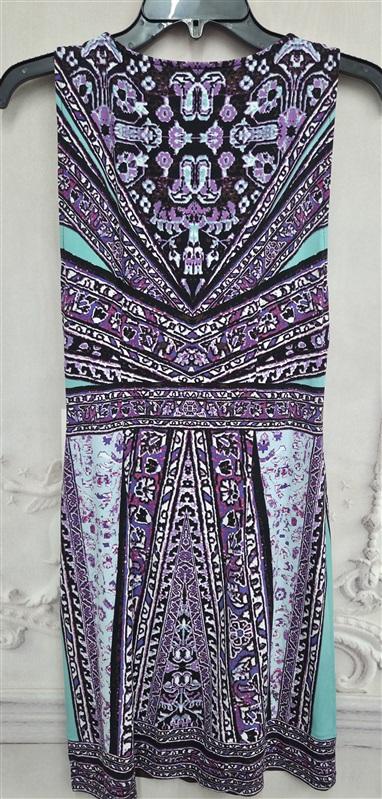 NWT Hale Bob S Sleeveless Baroque Scarf Print Dress Purple Green White 131911