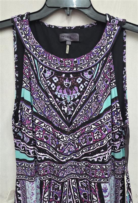 NWT Hale Bob S Sleeveless Baroque Scarf Print Dress Purple Green White 131911