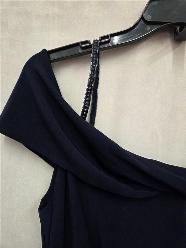 NWT Ralph Lauren 12 Navy Beaded Strap Maxi Sheath Evening Gown Dress 131913