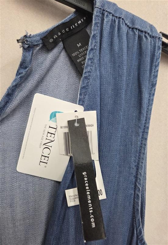 NWT Grace Element M Surplice Jumpsuit Blue Chambray Sleeveless 131914