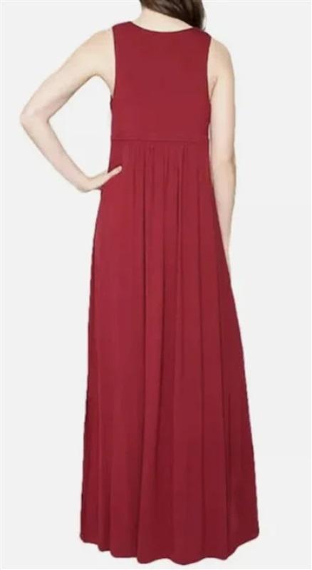 NWOT Matty M Small V neck Black Hi Waist Maxi Dress Sleeveless 131917