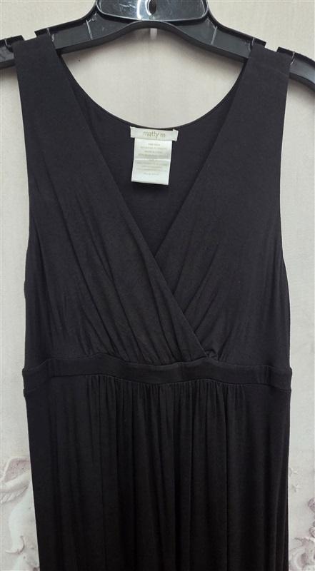 NWOT Matty M Small V neck Black Hi Waist Maxi Dress Sleeveless 131917
