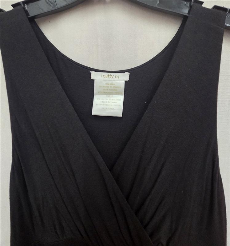 NWOT Matty M Small V neck Black Hi Waist Maxi Dress Sleeveless 131917