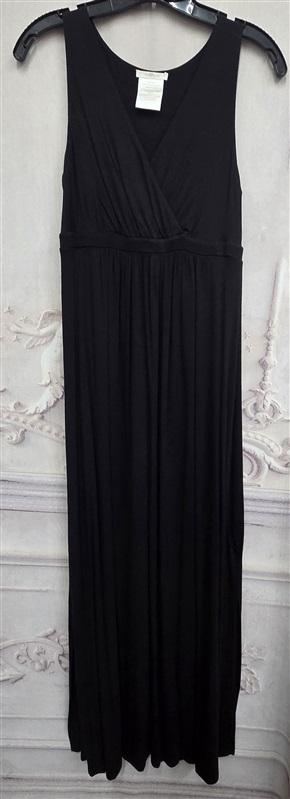 NWOT Matty M Small V neck Black Hi Waist Maxi Dress Sleeveless 131917