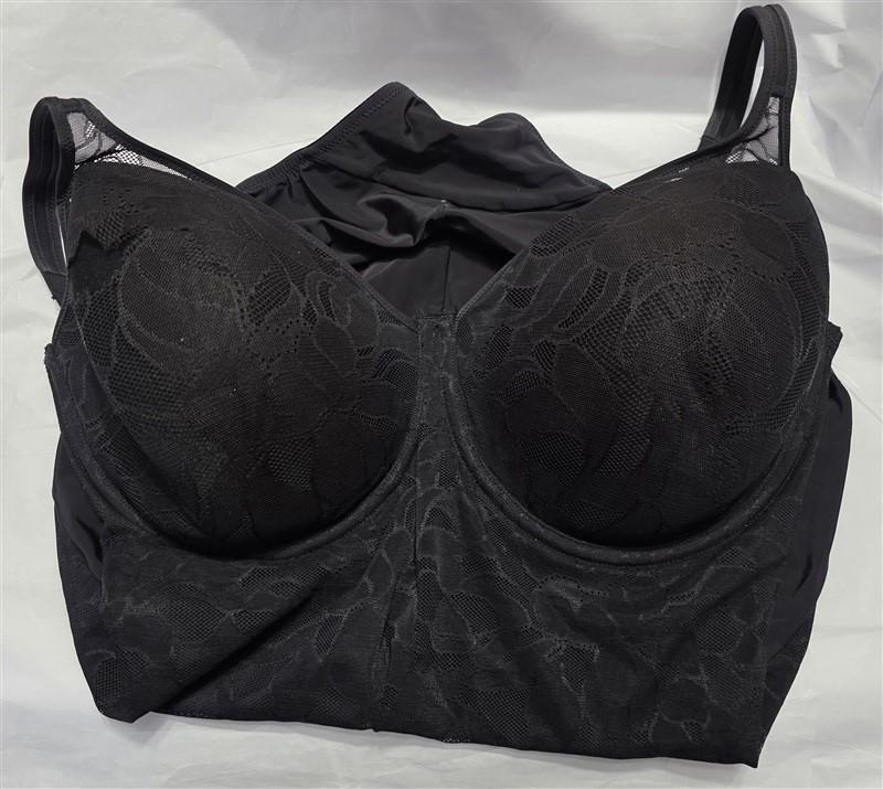 NWT Bali 40D Ultra Firm Tummy-Control Sheer Lace Body Briefer 6552 Black 131936