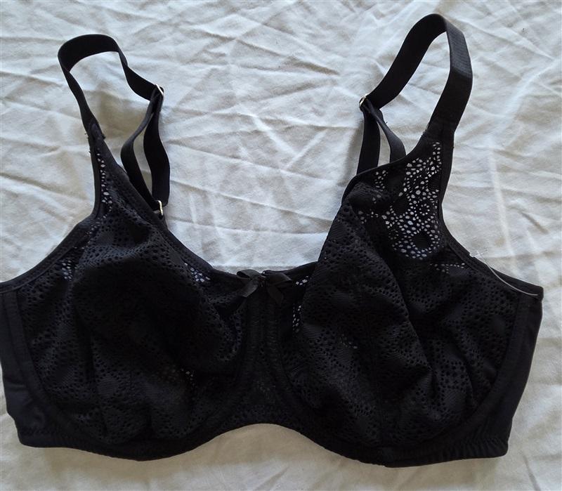 NWOT Glamorise 36F Lace Comfort Wonderwire Bra Underwire 9855 Black 131961