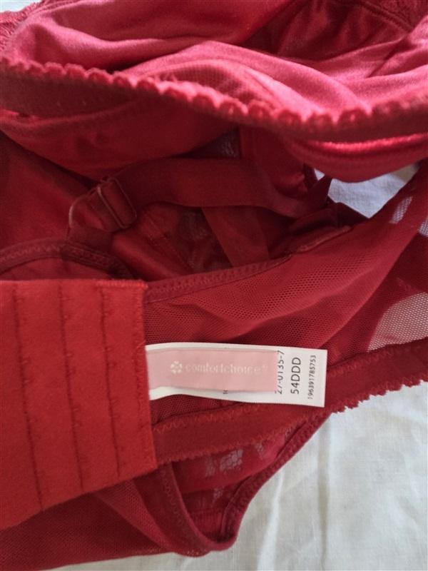 NWOT Comfort Choice 54DDD Easy Enhancer Wirefree Allover Lace Bra Red 131962