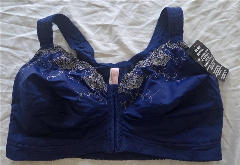 NWT Comfort Choice 46DDD Wirefree Front Hook Seamless Bra Blue Floral 131963